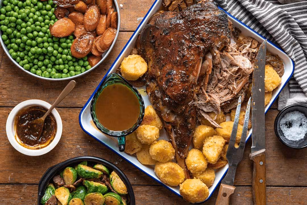Slow-roasted lamb leg with tamarind glaze and gravy Recipe | Beef
